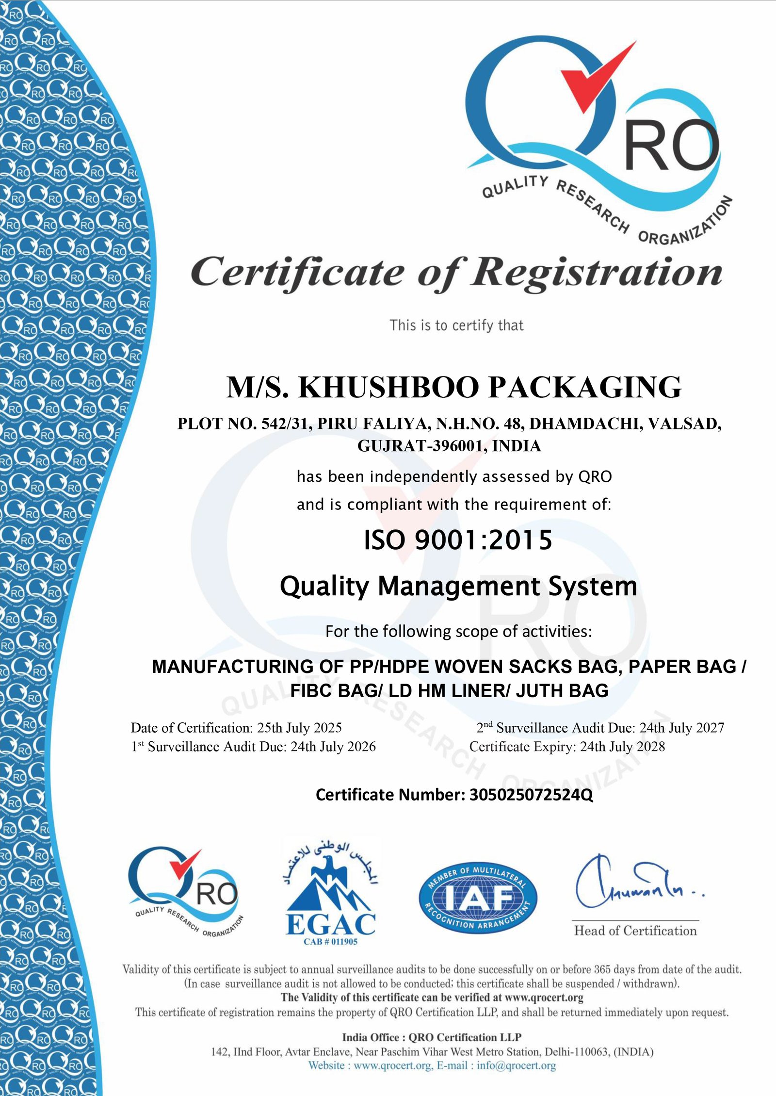 ISO 9001 CERTIFICATE